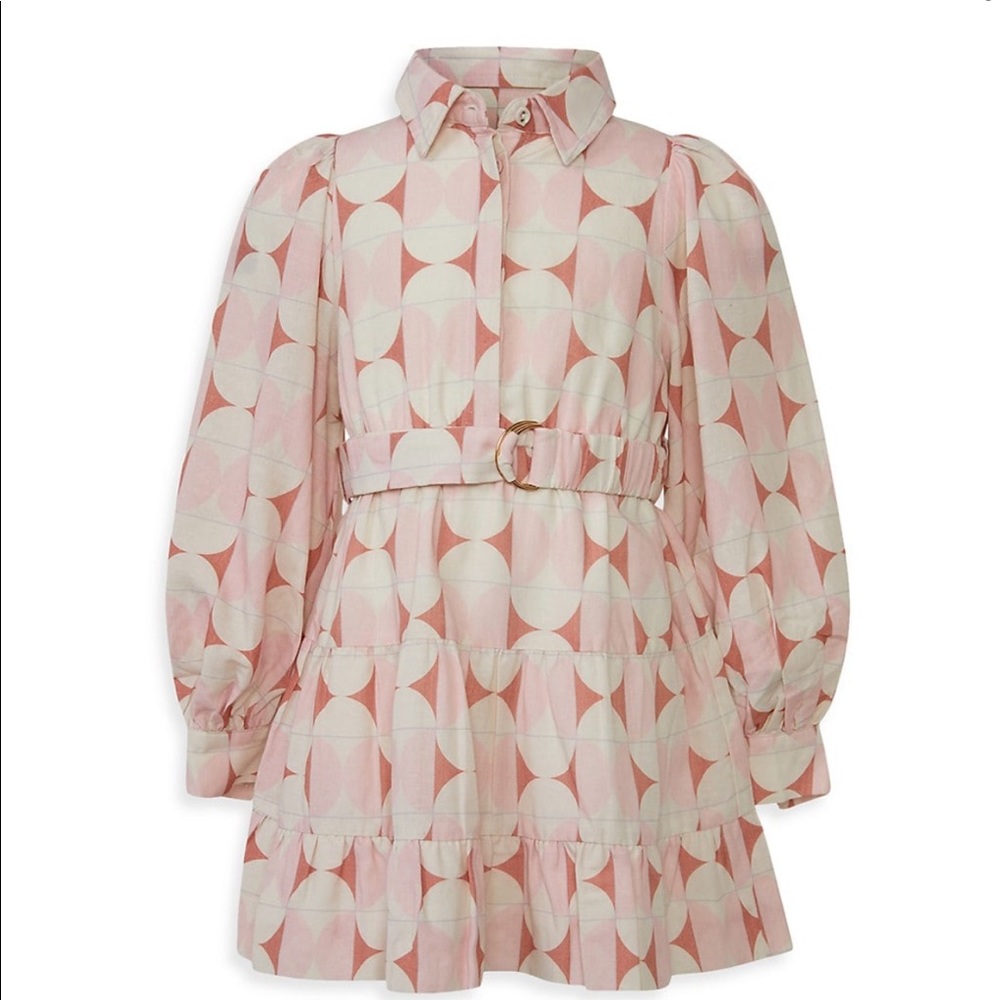 Bardot Mini Shirt Dress in Abstract Pink